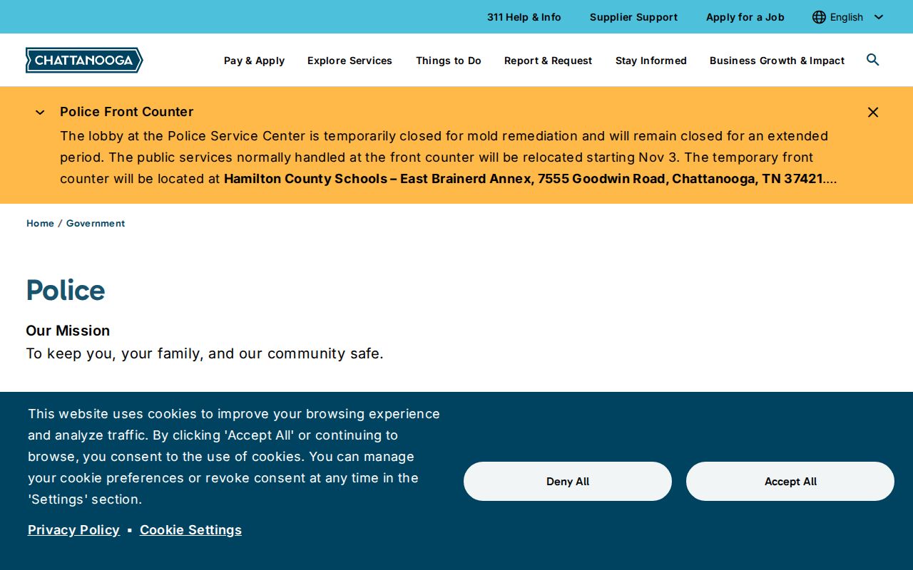 Chattanooga Police Department official source for city arrest reports and Hamilton County records routing